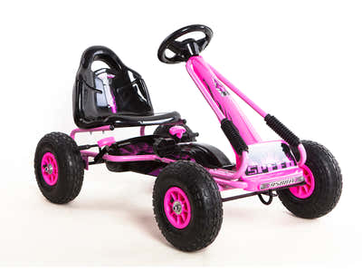 Kids Go Kart With Hand Brake - Pink