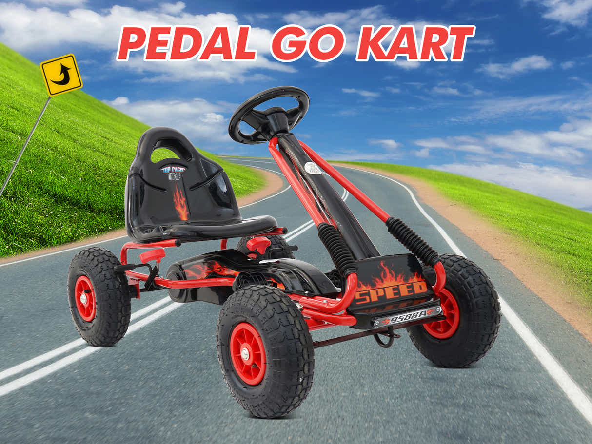 Kids Go Kart With Hand Brake - Red