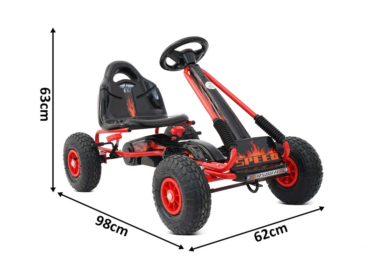 Kids Go Kart With Hand Brake - Red