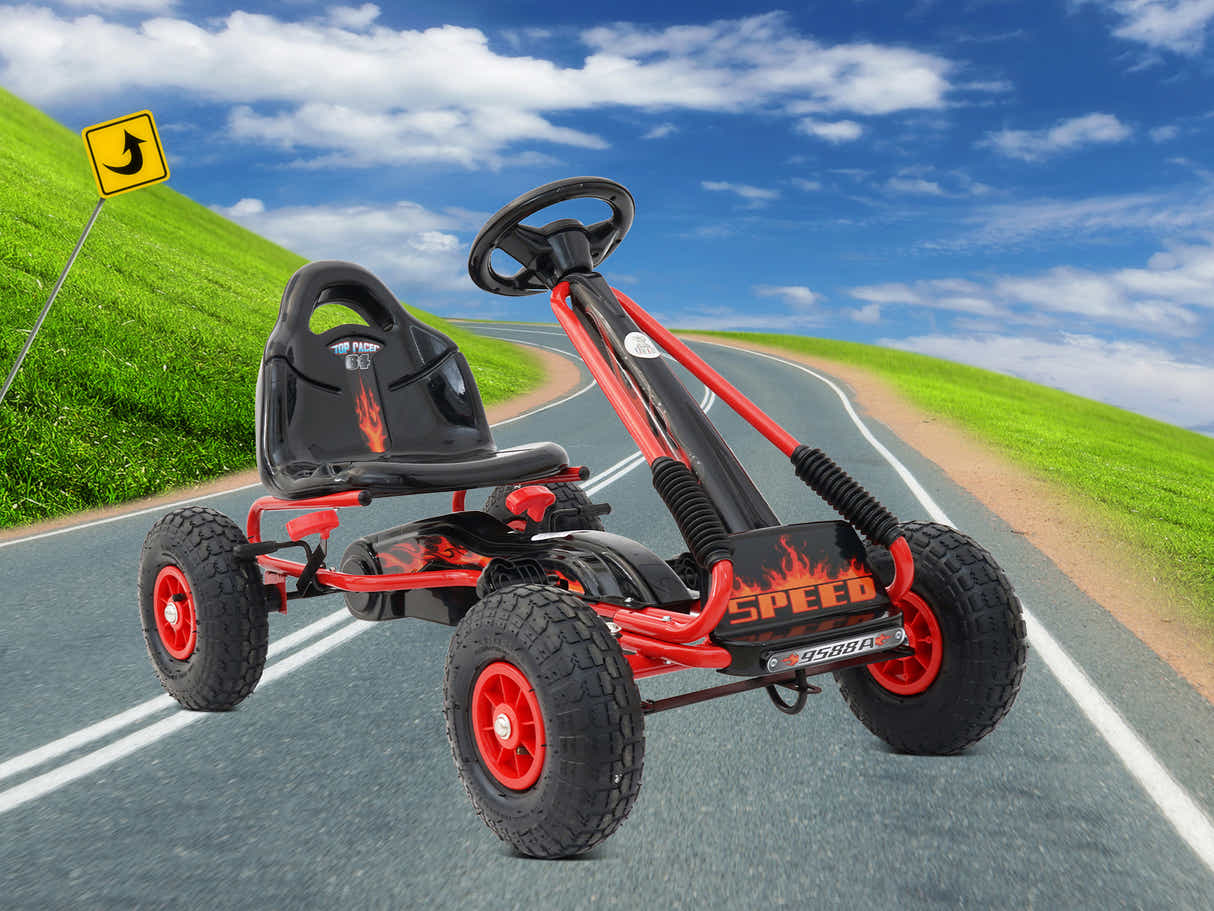 Kids Go Kart With Hand Brake - Red