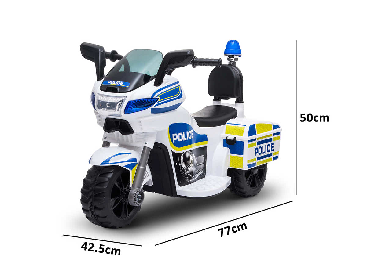 Kids Ride On Police Motorbike - White