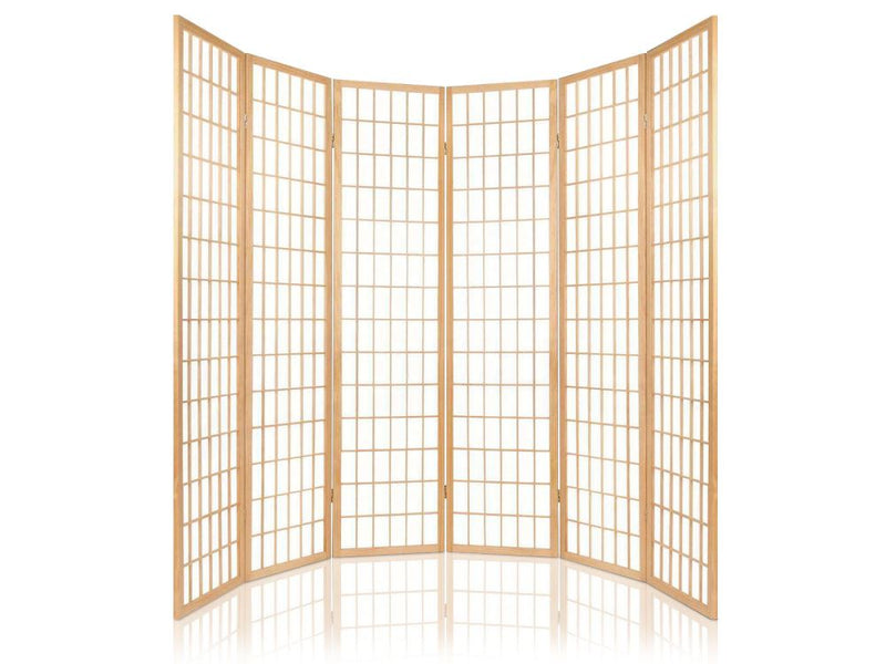 6-Panel Room Divider C M1 - Natural Wood