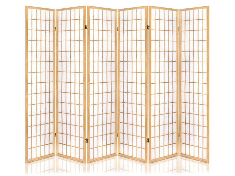 6-Panel Room Divider C M1 - Natural Wood