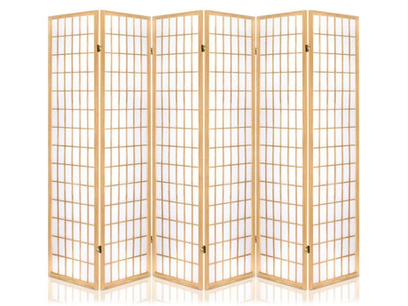 6-Panel Room Divider C M1 - Natural Wood
