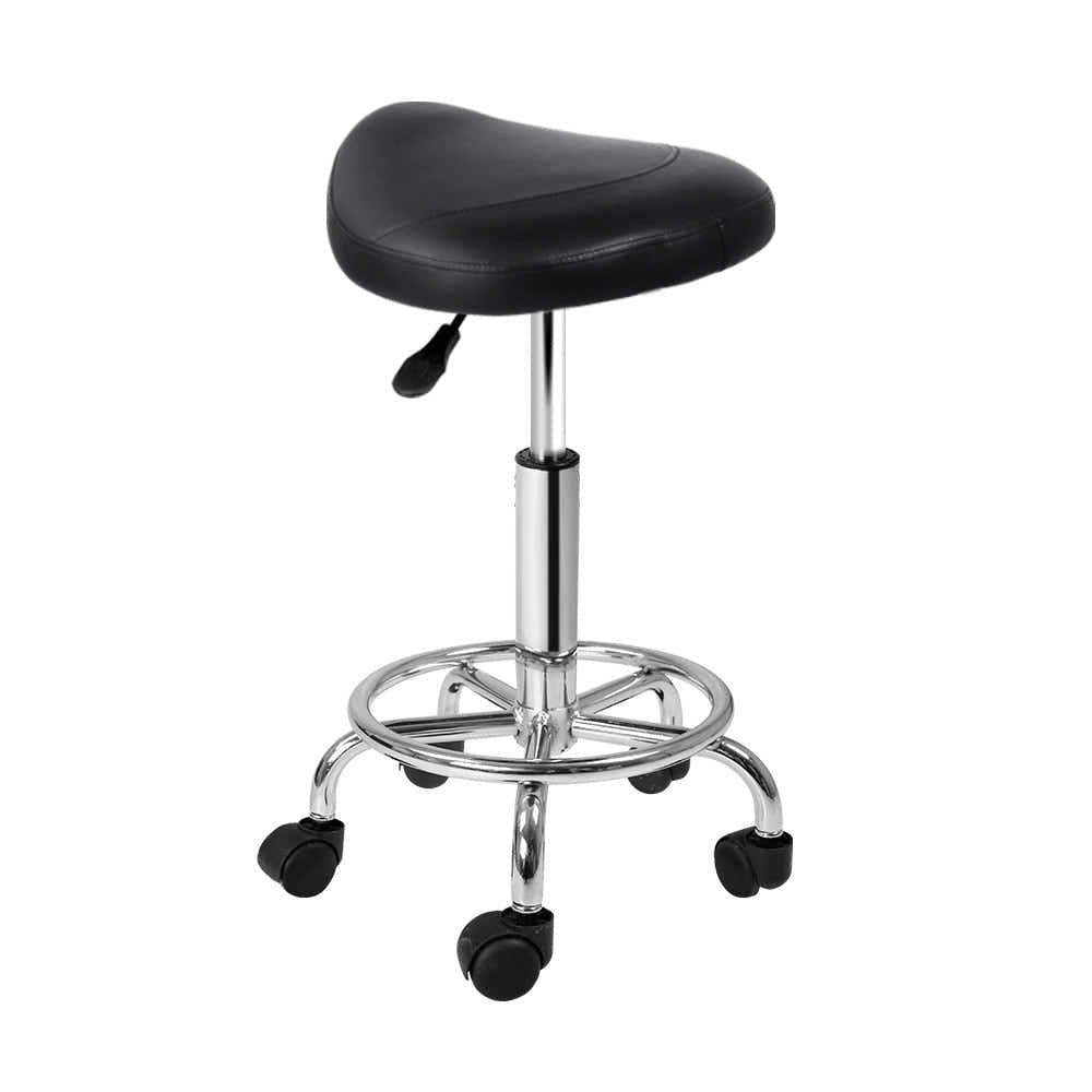 DS NA Artiss Saddle Salon Stool Black PU Barber Hair Dress Chair Hydraulic Lift