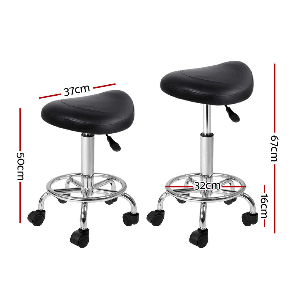 DS NA Artiss Saddle Salon Stool Black PU Barber Hair Dress Chair Hydraulic Lift