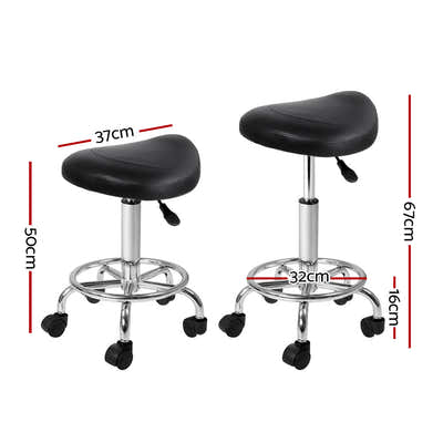 DS NA Artiss Saddle Salon Stool Black PU Barber Hair Dress Chair Hydraulic Lift