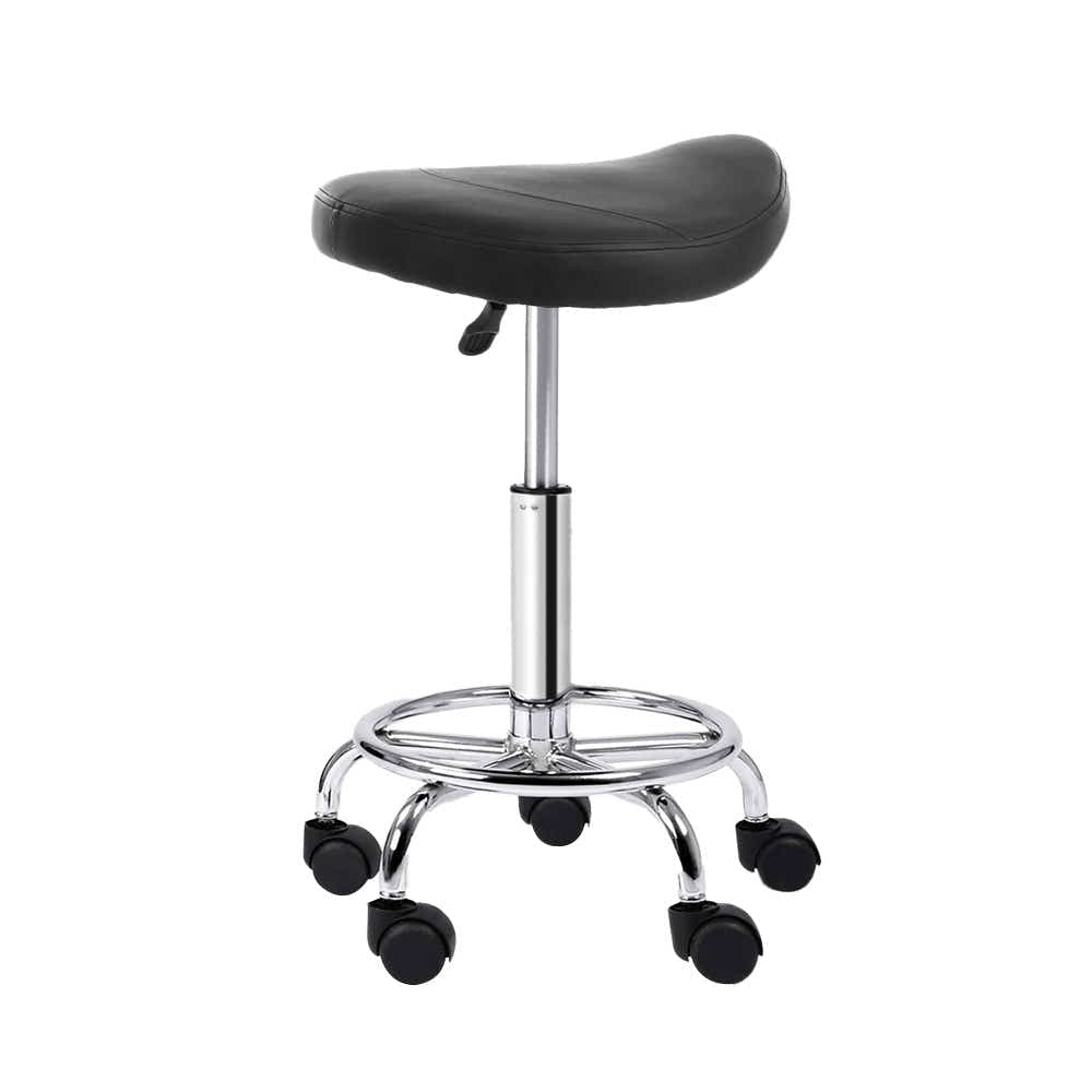 DS NA Artiss Saddle Salon Stool Black PU Barber Hair Dress Chair Hydraulic Lift