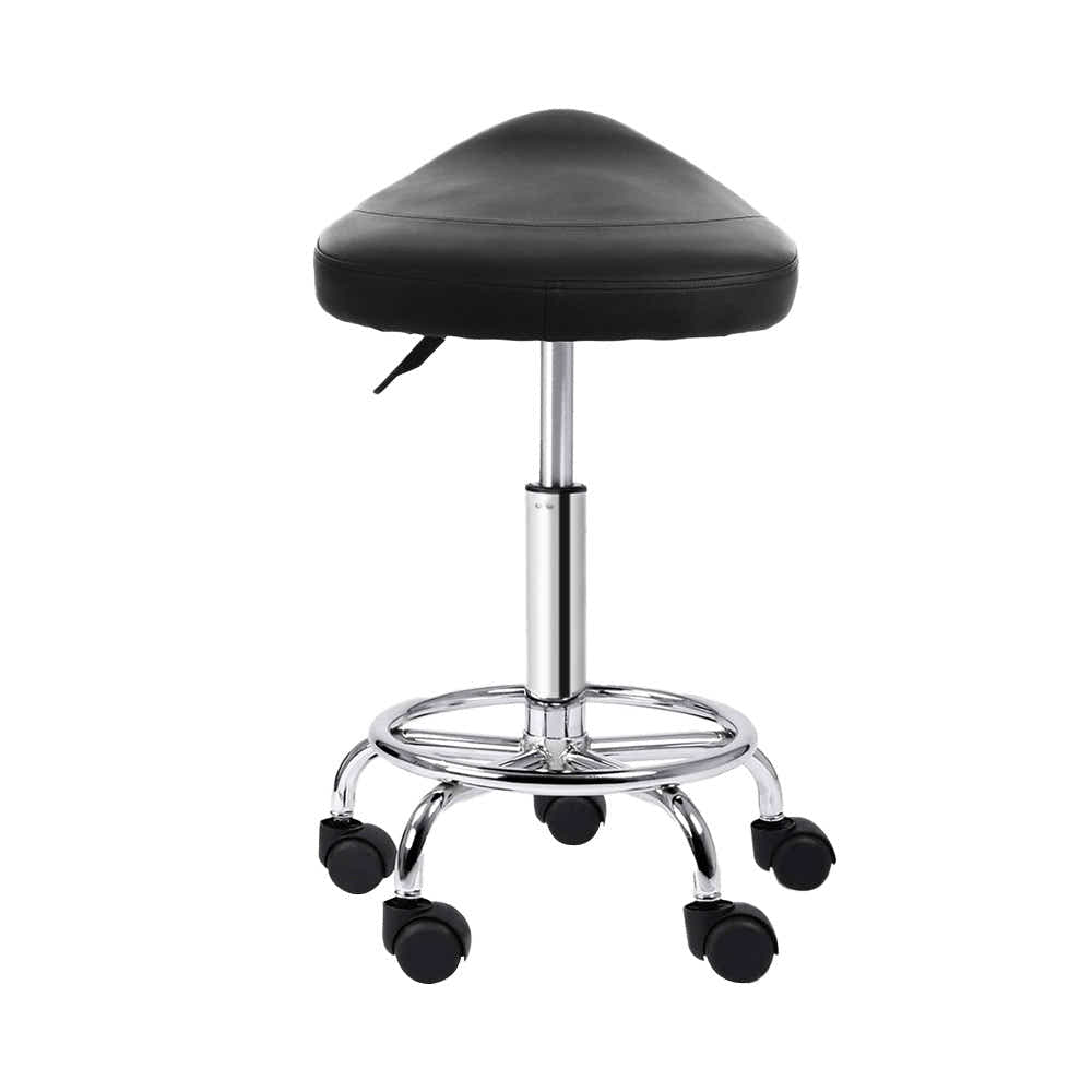 DS NA Artiss Saddle Salon Stool Black PU Barber Hair Dress Chair Hydraulic Lift