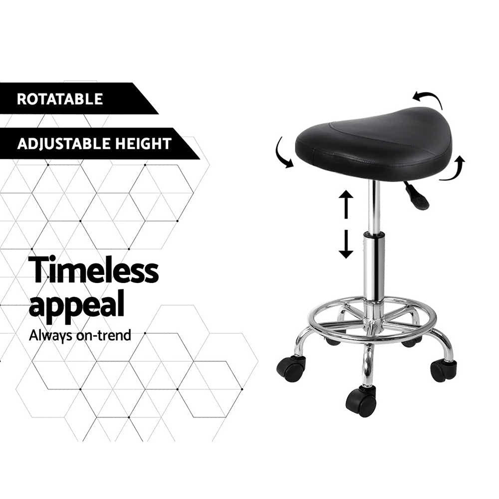 DS NA Artiss Saddle Salon Stool Black PU Barber Hair Dress Chair Hydraulic Lift