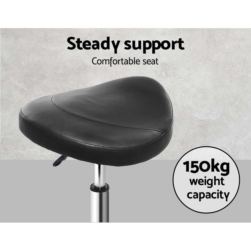 DS NA Artiss Saddle Salon Stool Black PU Barber Hair Dress Chair Hydraulic Lift