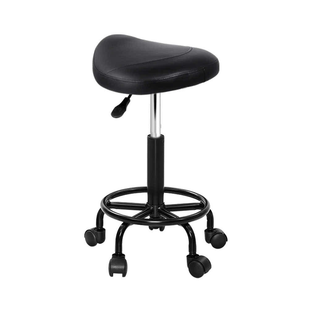 DS NA Artiss Saddle Stool Salon Chair Black Beauty Barber Hairdressing Gas Lift