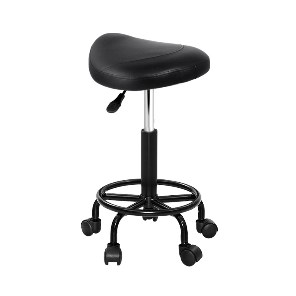 DS NA Artiss Saddle Stool Salon Chair Black Beauty Barber Hairdressing Gas Lift