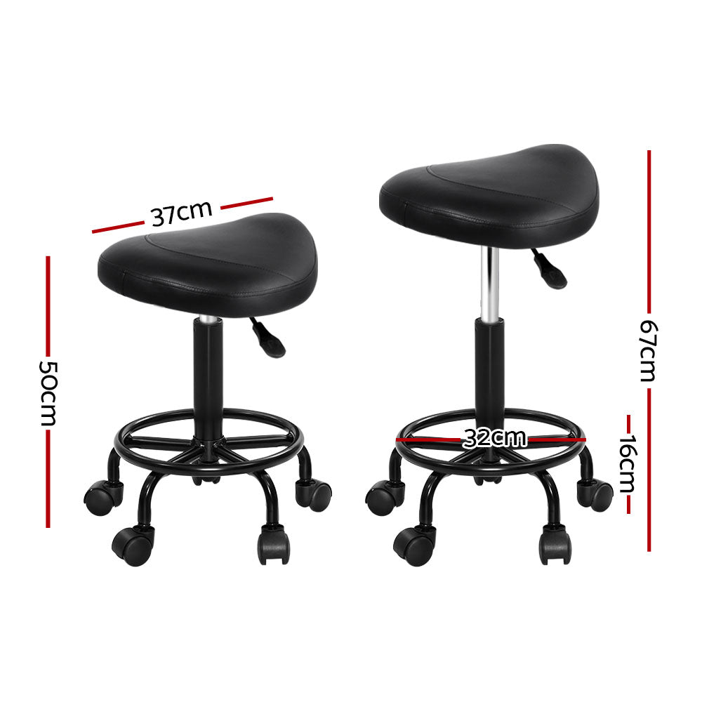 DS NA Artiss Saddle Stool Salon Chair Black Beauty Barber Hairdressing Gas Lift