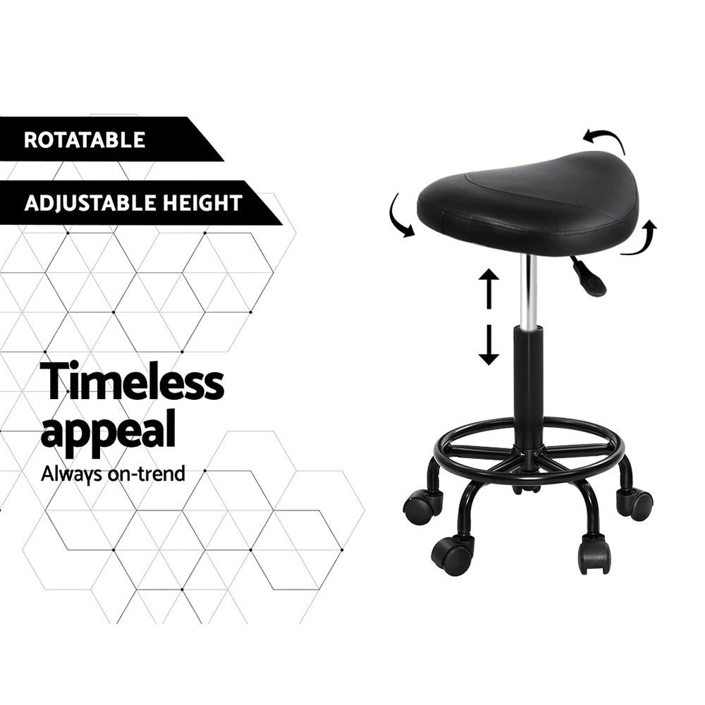 DS NA Artiss Saddle Stool Salon Chair Black Beauty Barber Hairdressing Gas Lift