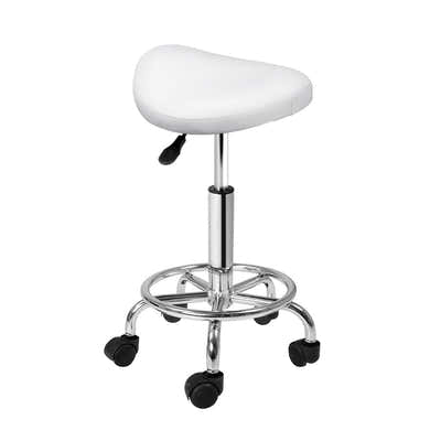 DS NA Saddle Salon Stool White PU Swivel Barber Hair Dress Chair Hydraulic Lift