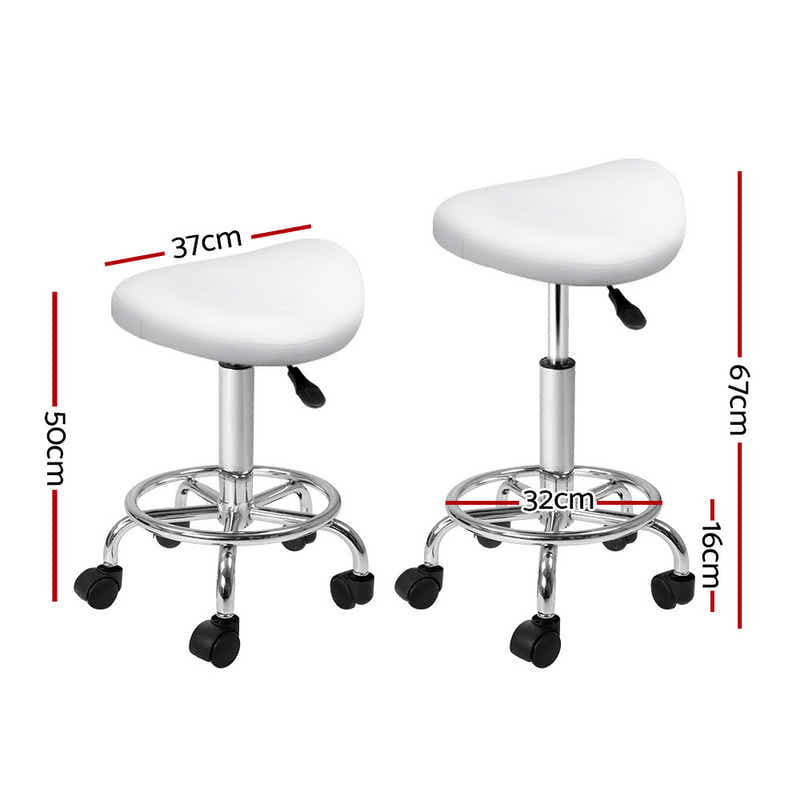 DS NA Saddle Salon Stool White PU Swivel Barber Hair Dress Chair Hydraulic Lift