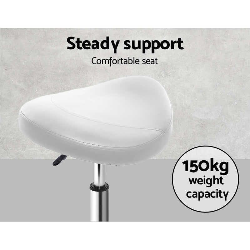DS NA Saddle Salon Stool White PU Swivel Barber Hair Dress Chair Hydraulic Lift