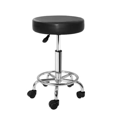 Artiss Round Salon Stool Black PU  Barber Hair Dress Chair Hydraulic Lift