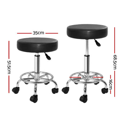 Artiss Round Salon Stool Black PU  Barber Hair Dress Chair Hydraulic Lift
