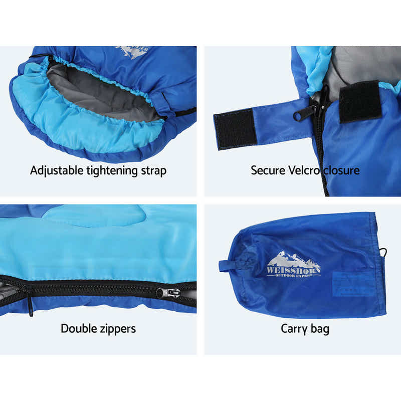 DS NA Weisshorn Sleeping Bag Bags Kids 172cm Camping Hiking Thermal Blue