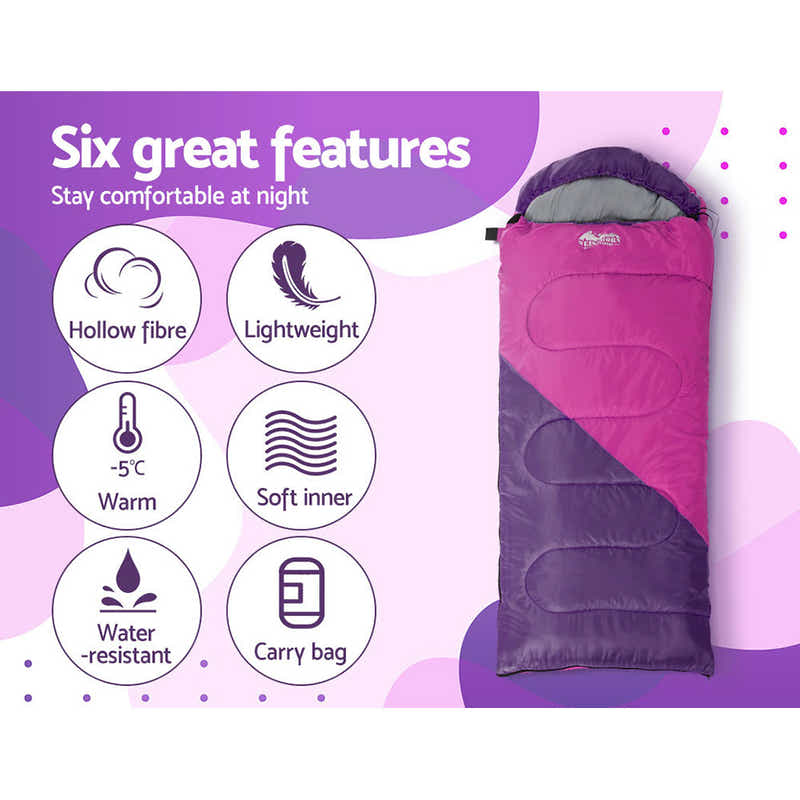 DS NA Weisshorn Sleeping Bag Bags Kid 172cm Camping Hiking Thermal Pink