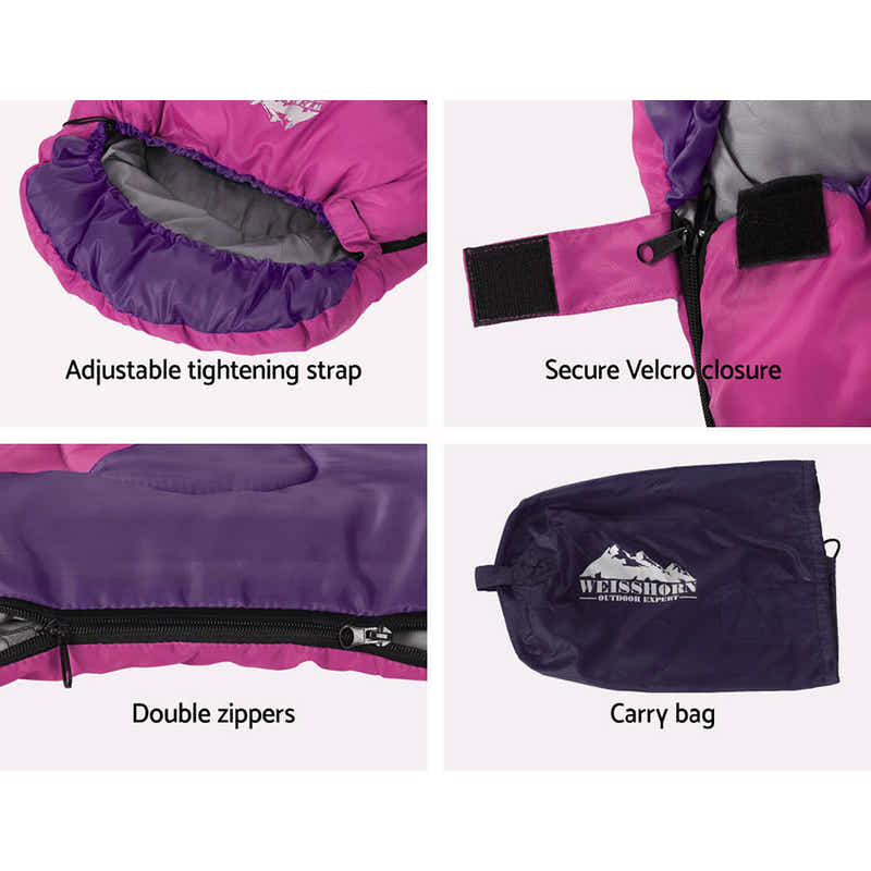 DS NA Weisshorn Sleeping Bag Bags Kid 172cm Camping Hiking Thermal Pink