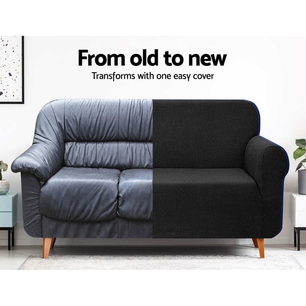 DS NA High Stretch Sofa Cover Couch Lounge Protector Slipcovers 3 Seater Black