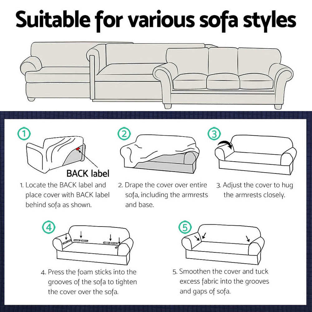 DS NA High Stretch Sofa Cover Couch Lounge Protector Slipcovers 3 Seater Black