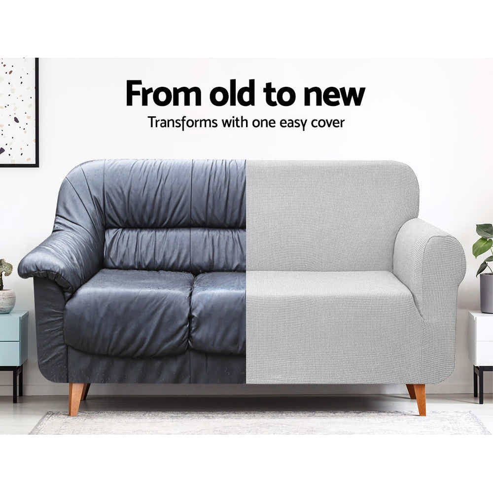 DS NA Artiss High Stretch Sofa Cover Couch Lounge Protector 3 Seater Grey