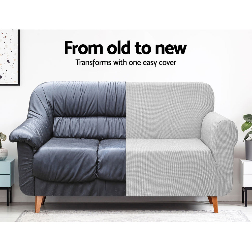 DS NA Artiss High Stretch Sofa Cover Couch Lounge Protector 3 Seater Grey