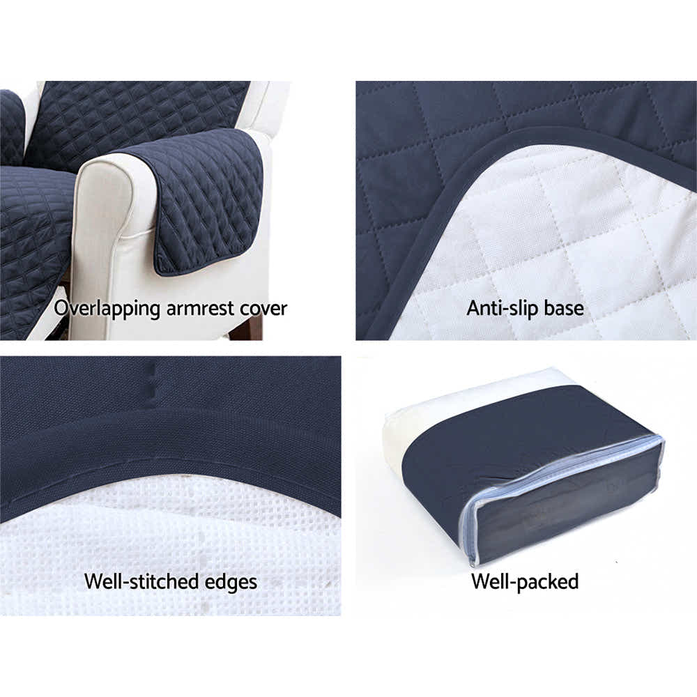 DS NA Artiss Sofa Cover Quilted Couch Covers Lounge Protector 3 Seater Dark Grey