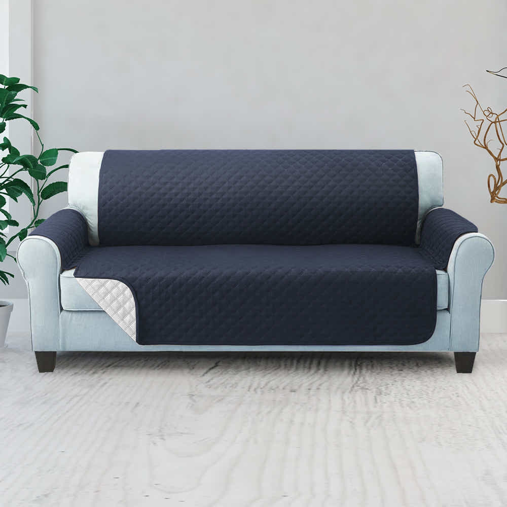 DS NA Artiss Sofa Cover Quilted Couch Covers Lounge Protector 3 Seater Dark Grey