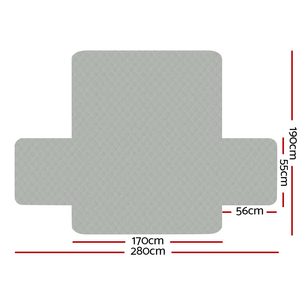 DS NA Artiss Sofa Cover Quilted Couch Covers Lounge Protector 3 Seater Grey