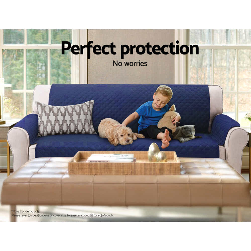 DS NA Sofa Cover Quilted Couch Covers Lounge Protector Slipcovers 3 Seater Navy
