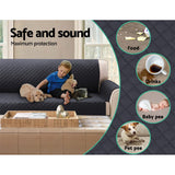 DS NA  Sofa Cover Quilted Couch Covers 100% Water Resistant 3 Seater Dark Grey