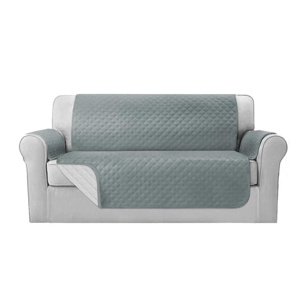 DS NA Artiss Sofa Cover Quilted Couch Covers 100% Water Resistant 3 Seater Grey