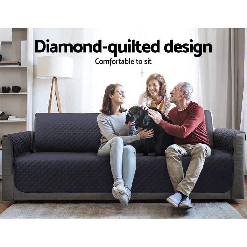 DS NA Sofa Cover Quilted Couch Covers 100% Water Resistant 4 Seater Dark Grey