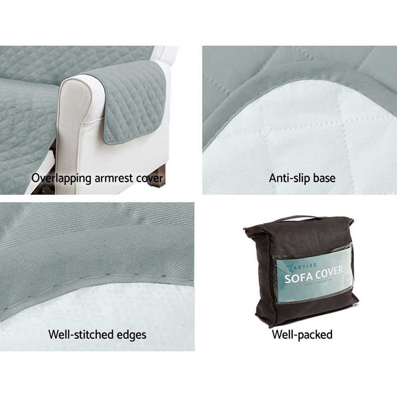 DS NA Artiss Sofa Cover Quilted Couch Covers 100% Water Resistant 4 Seater Grey