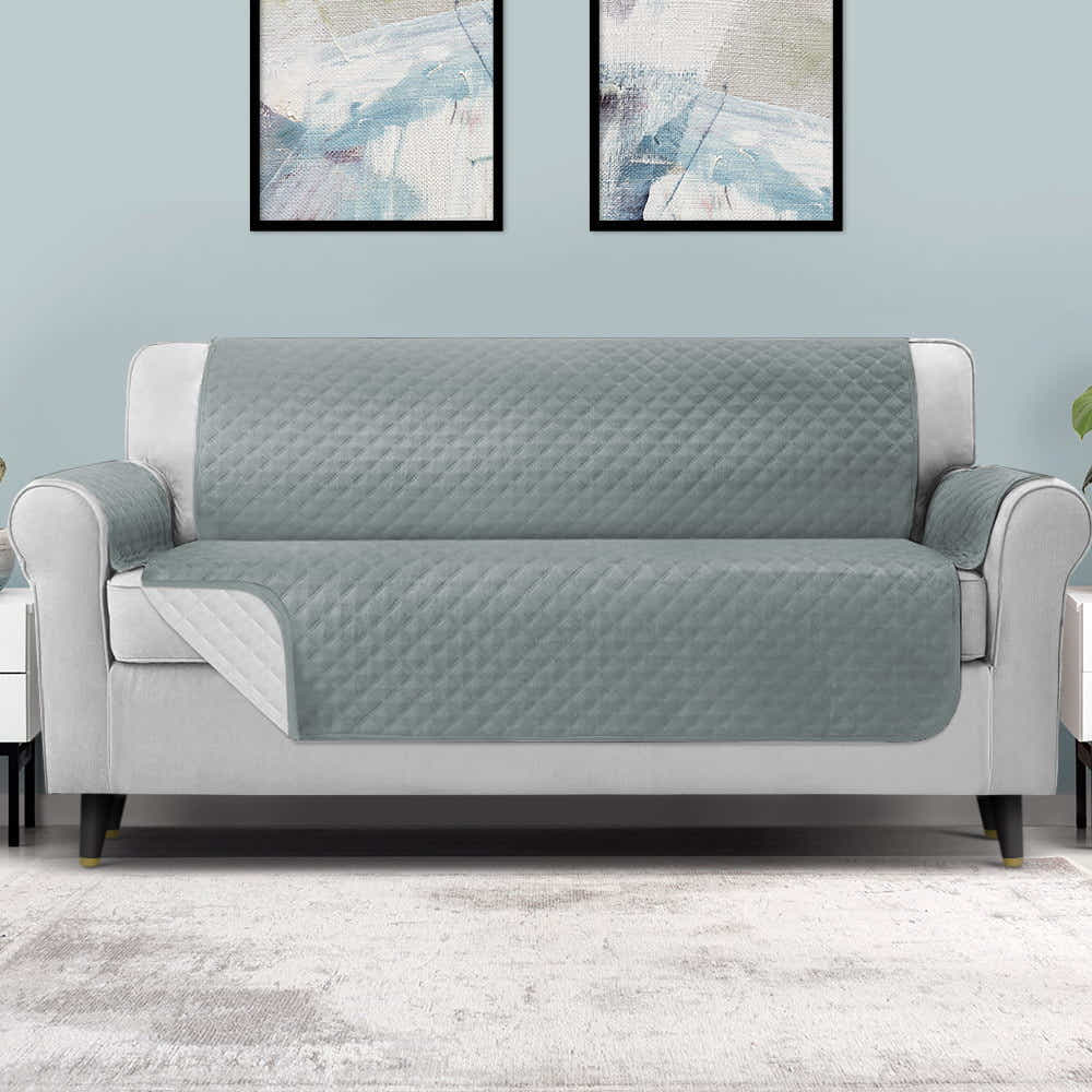 DS NA Artiss Sofa Cover Quilted Couch Covers 100% Water Resistant 4 Seater Grey