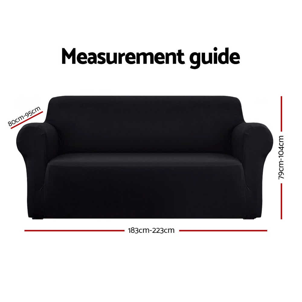 DS NA Artiss Sofa Cover Elastic Stretchable Couch Covers Black 3 Seater