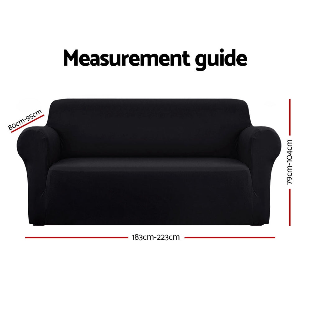 DS NA Artiss Sofa Cover Elastic Stretchable Couch Covers Black 3 Seater
