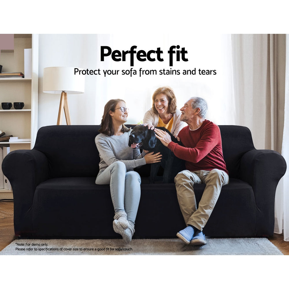 DS NA Artiss Sofa Cover Elastic Stretchable Couch Covers Black 3 Seater
