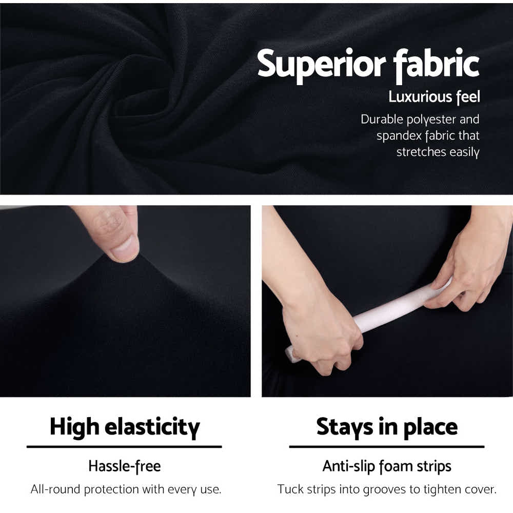 DS NA Artiss Sofa Cover Elastic Stretchable Couch Covers Black 3 Seater