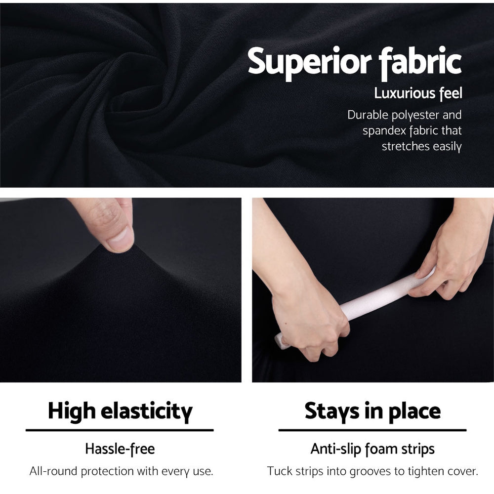 DS NA Artiss Sofa Cover Elastic Stretchable Couch Covers Black 3 Seater