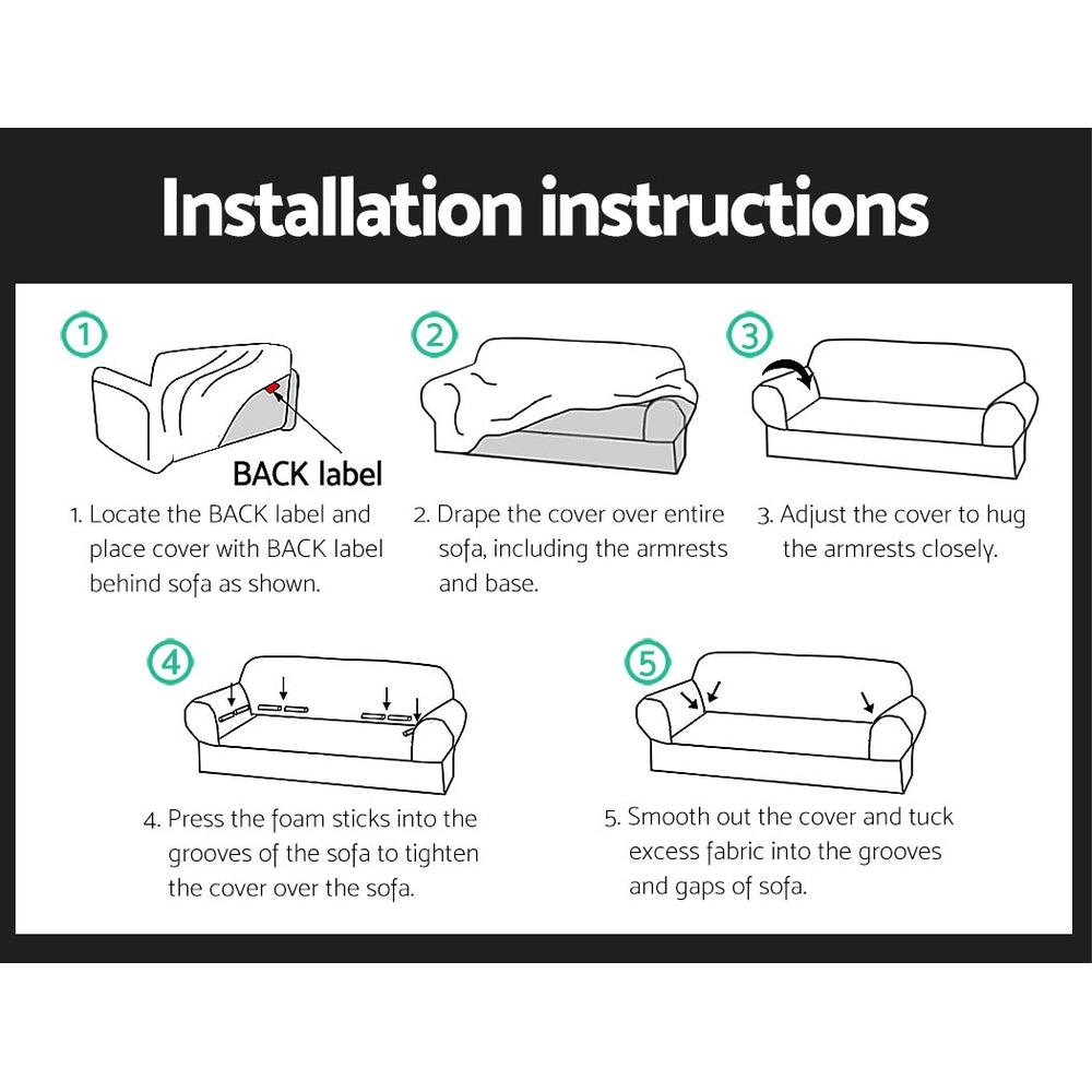 DS NA Artiss Sofa Cover Elastic Stretchable Couch Covers Black 3 Seater