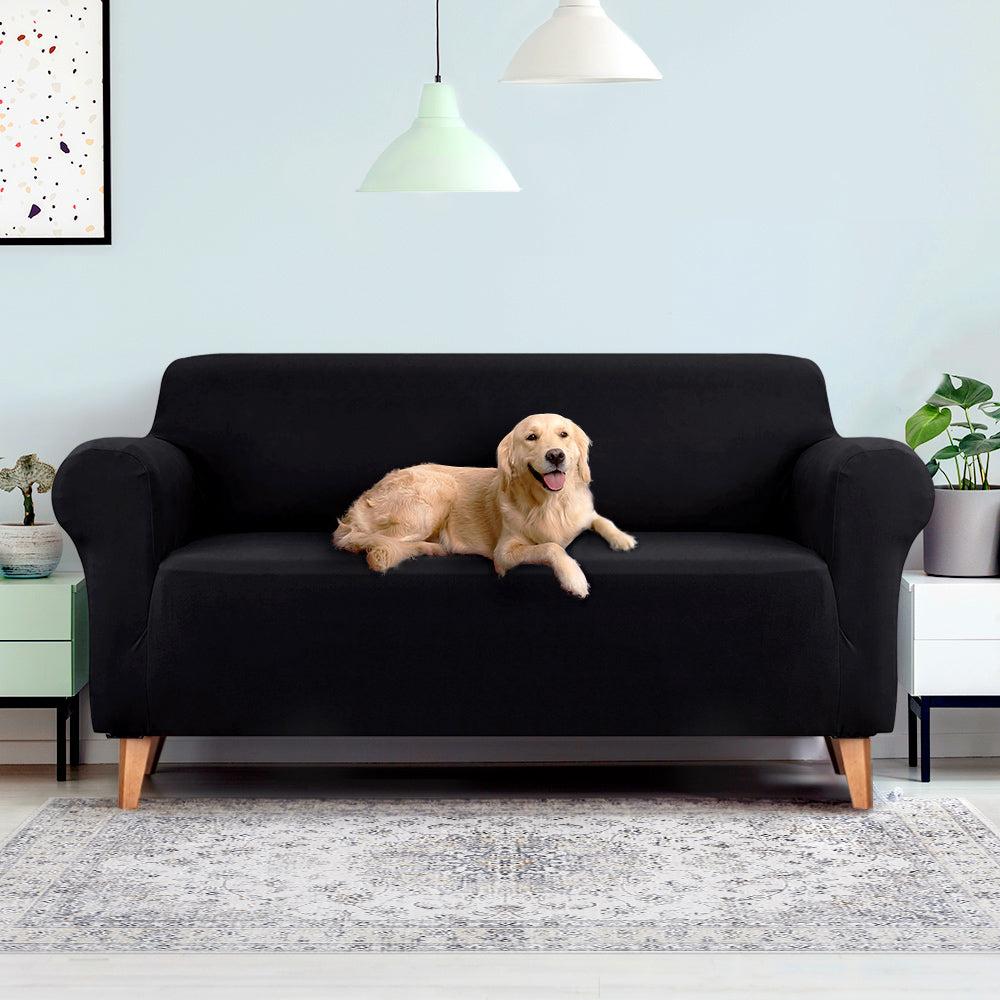 DS NA Artiss Sofa Cover Elastic Stretchable Couch Covers Black 3 Seater