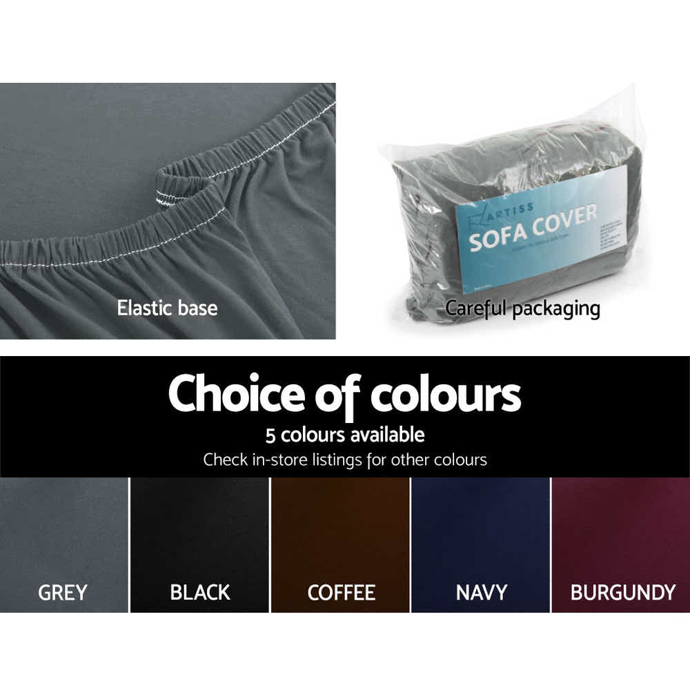 DS NA Artiss Sofa Cover Elastic Stretchable Couch Covers Grey 3 Seater