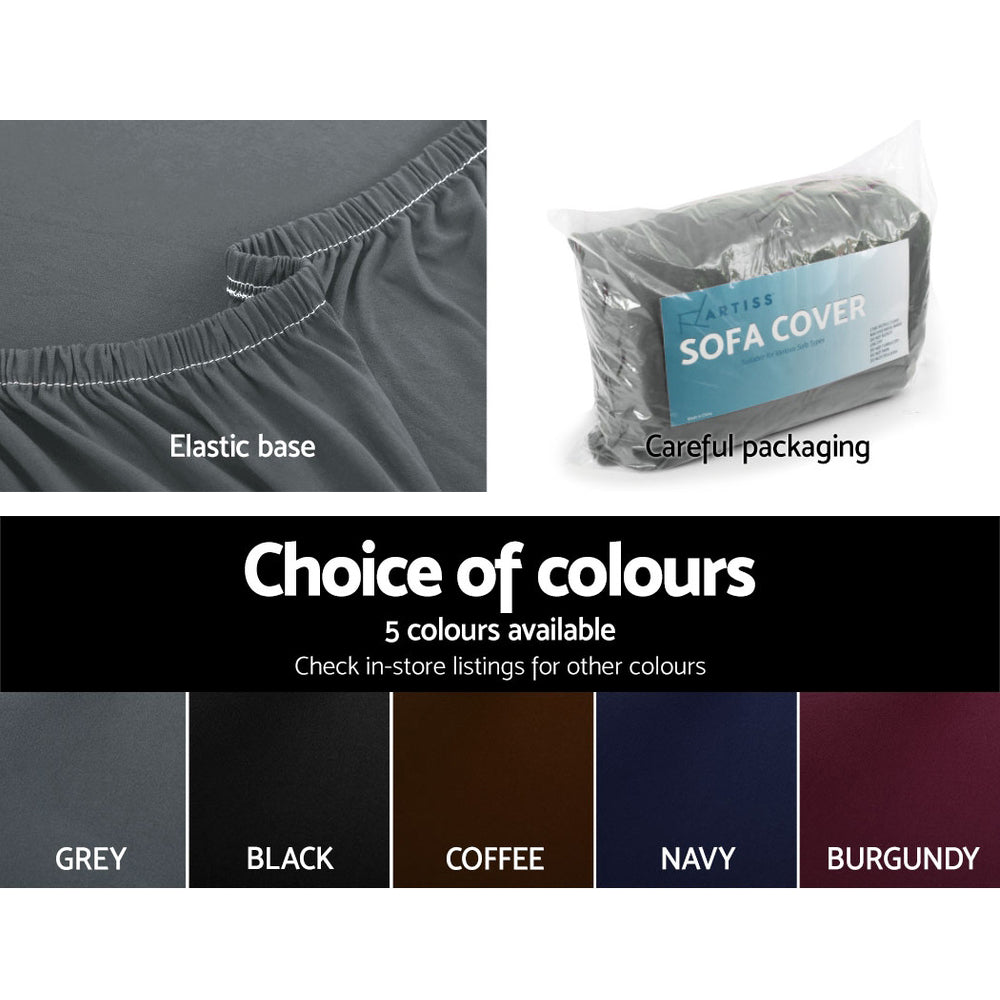 DS NA Artiss Sofa Cover Elastic Stretchable Couch Covers Grey 3 Seater