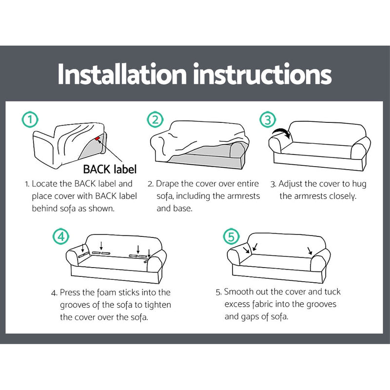 DS NA Artiss Sofa Cover Elastic Stretchable Couch Covers Grey 3 Seater